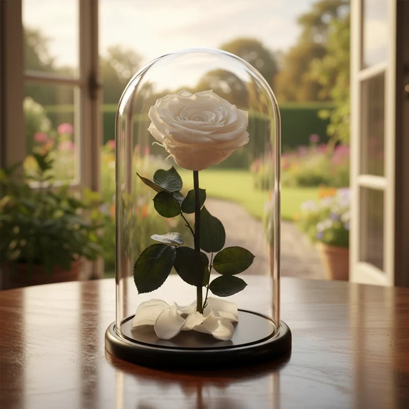 Large White Preserved Rose