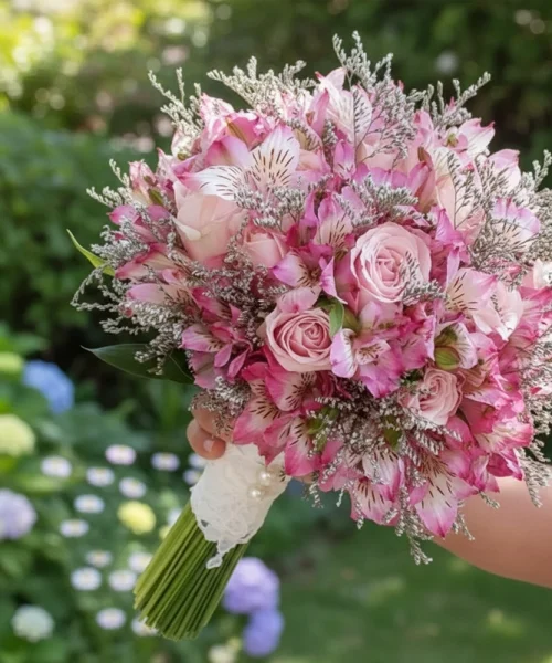 frostedblooms-Pink Rose Bouquet.