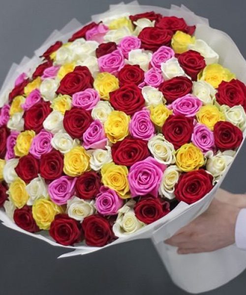 101 multi-colored roses