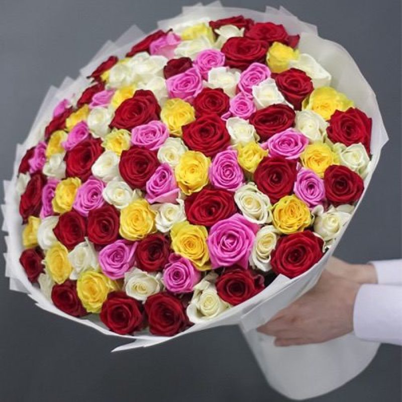 101 multi-colored roses
