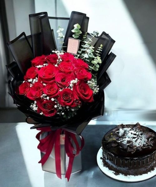 Flowers and cake image 1