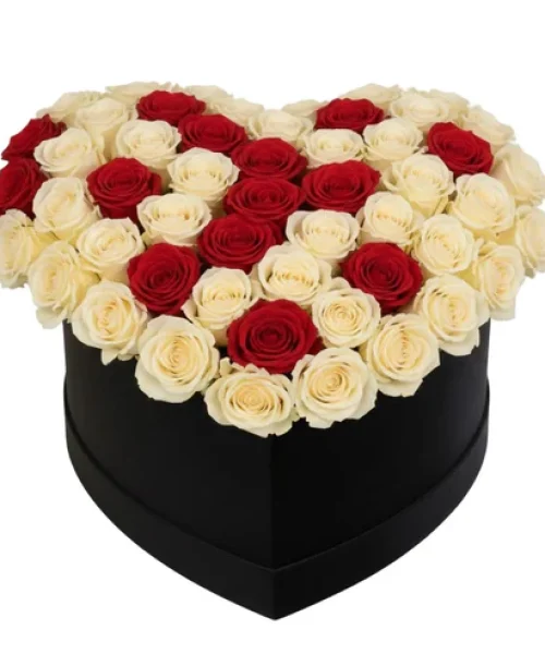 Luxury White and Red Roses Box