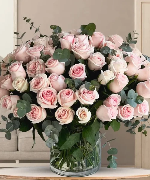 Vase of Pink Roses