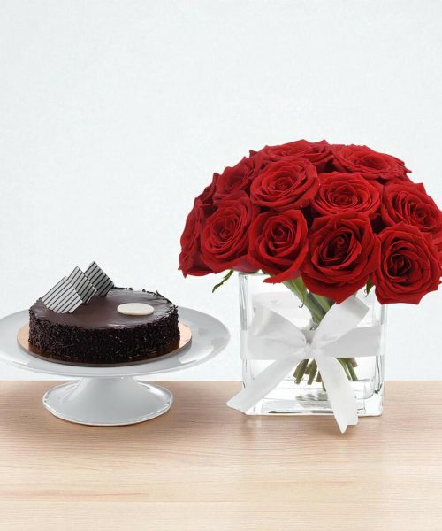 red elegance cake combo img