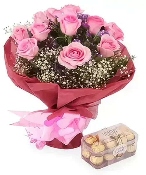 touch-of-romance-pink-rose-bouquet-and-ferrero-rocher- img