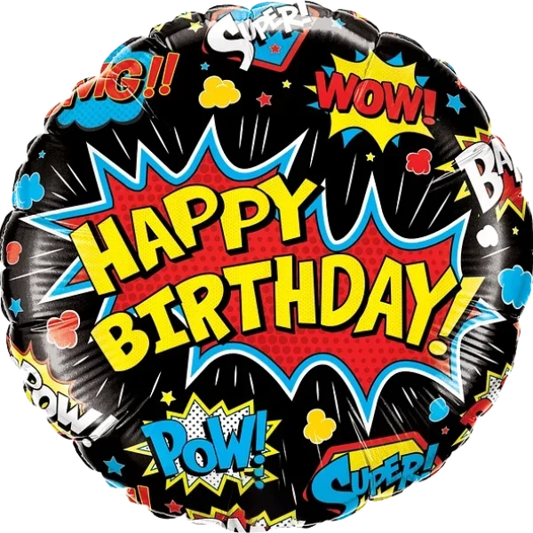 Birthday Super Hero Black