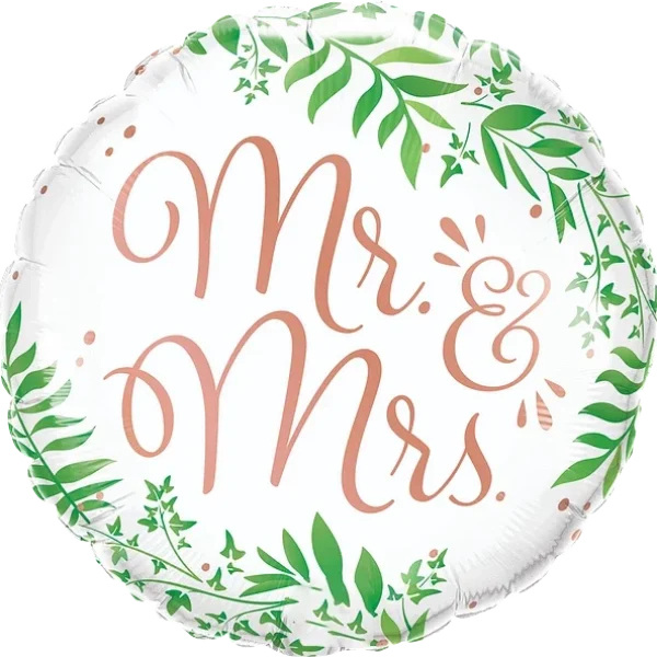 Mr. & Mrs. Elegant Greenery Balloon