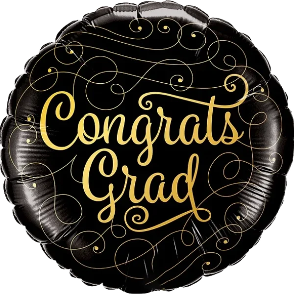 Congrats Grad Gold Doodles Balloon