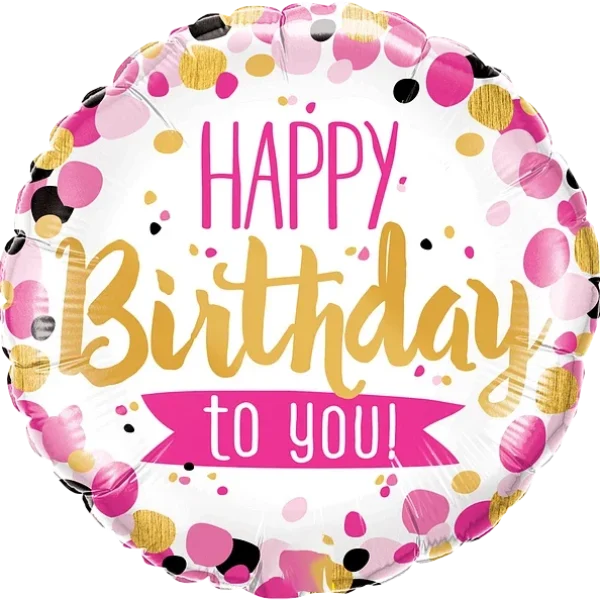 Happy Birthday to You Pink and Gold Balloon