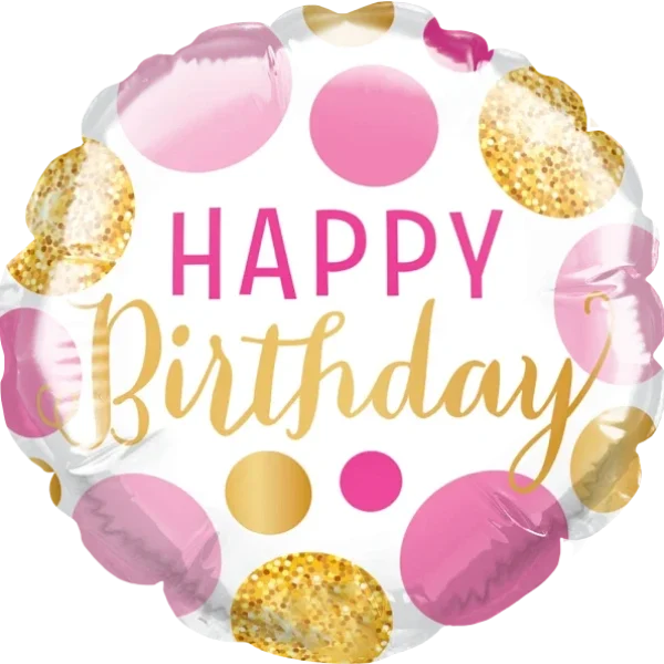 Birthday Pink and Gold Dots
