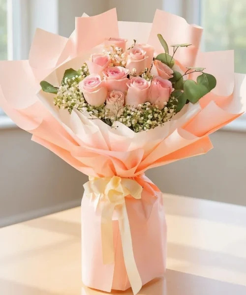 Blush Pink Roses Bouquet-img